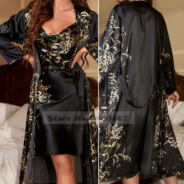 Dressing Gown14:1254#Black Robe Set;5:361386#XL