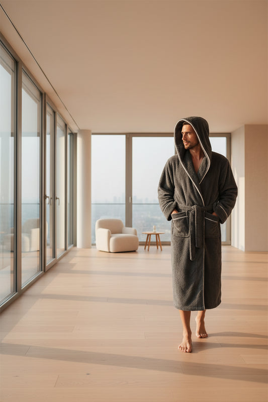 SaneShoppe - Cozy Cotton Flannel Couples' Bathrobe Set for Autumn/Winter