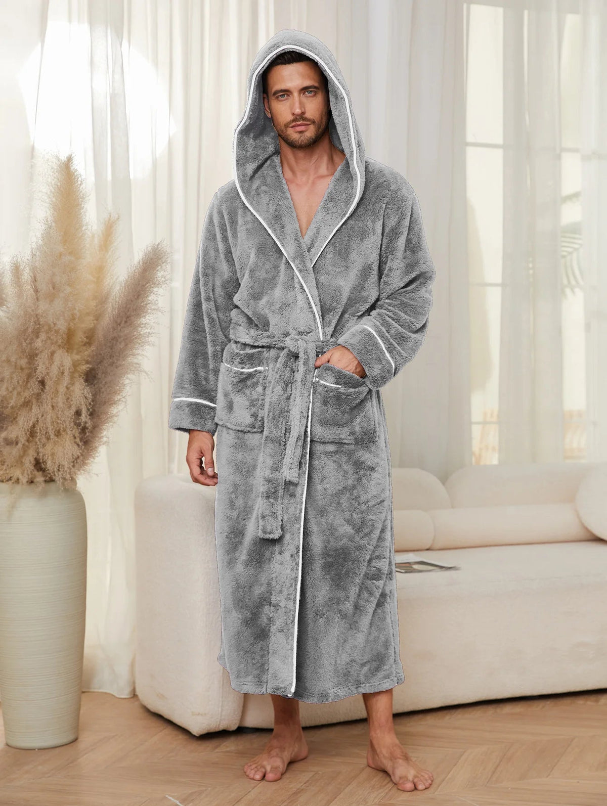 SaneShoppe - Cozy Cotton Flannel Couples' Bathrobe Set for Autumn/Winter