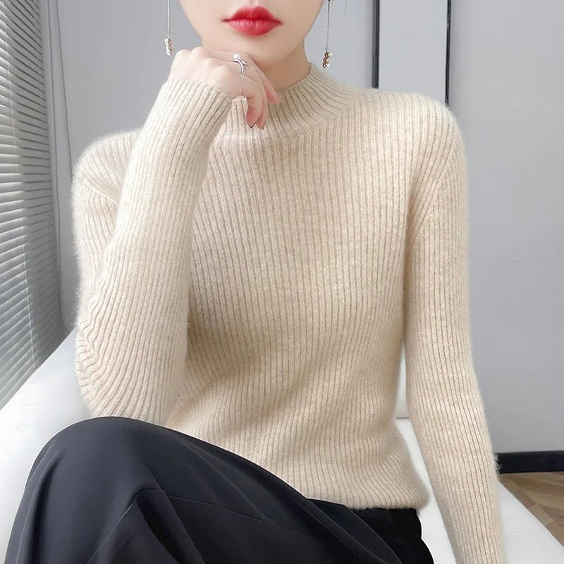 SaneShoppe-Luxury Merino Wool Striped Sweater: Autumn/Winter Collection