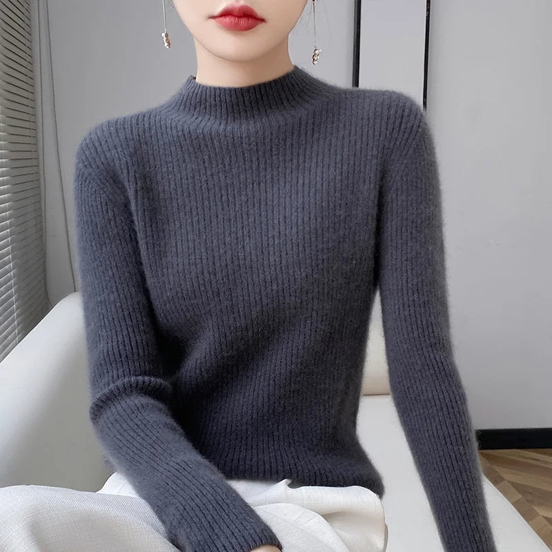 SaneShoppe-Luxury Merino Wool Striped Sweater: Autumn/Winter Collection