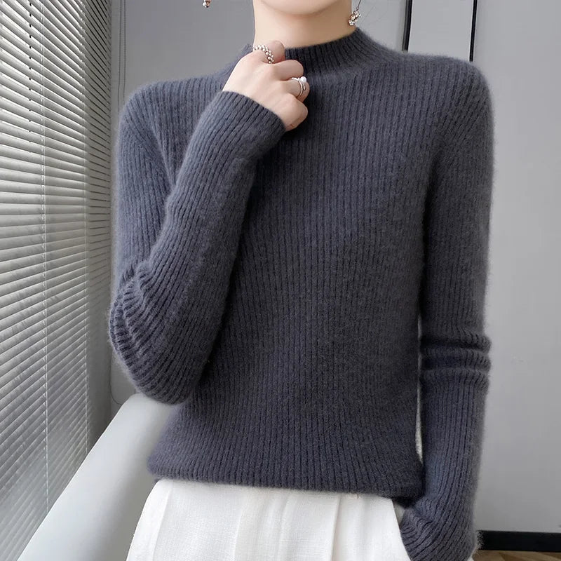SaneShoppe-Luxury Merino Wool Striped Sweater: Autumn/Winter Collection
