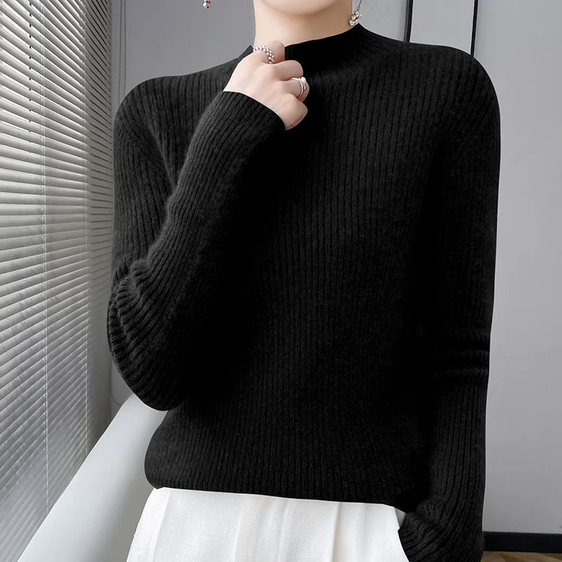 SaneShoppe-Luxury Merino Wool Striped Sweater: Autumn/Winter Collection