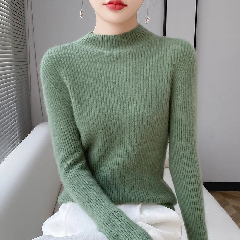 SaneShoppe-Luxury Merino Wool Striped Sweater: Autumn/Winter Collection