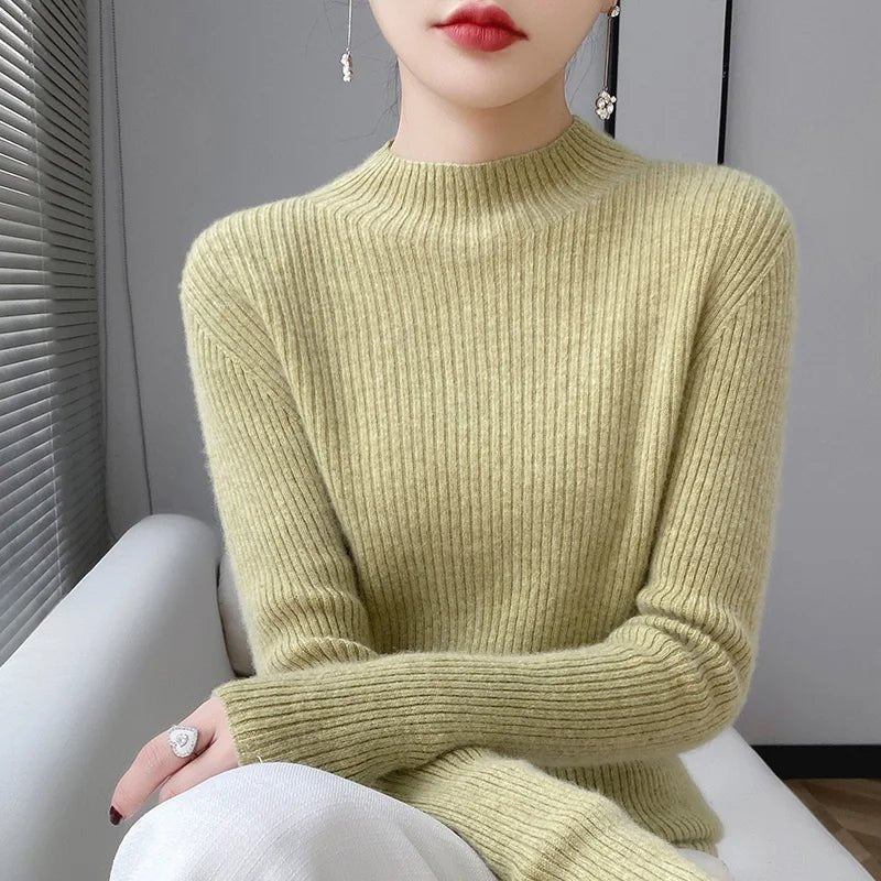 SaneShoppe-Luxury Merino Wool Striped Sweater: Autumn/Winter Collection