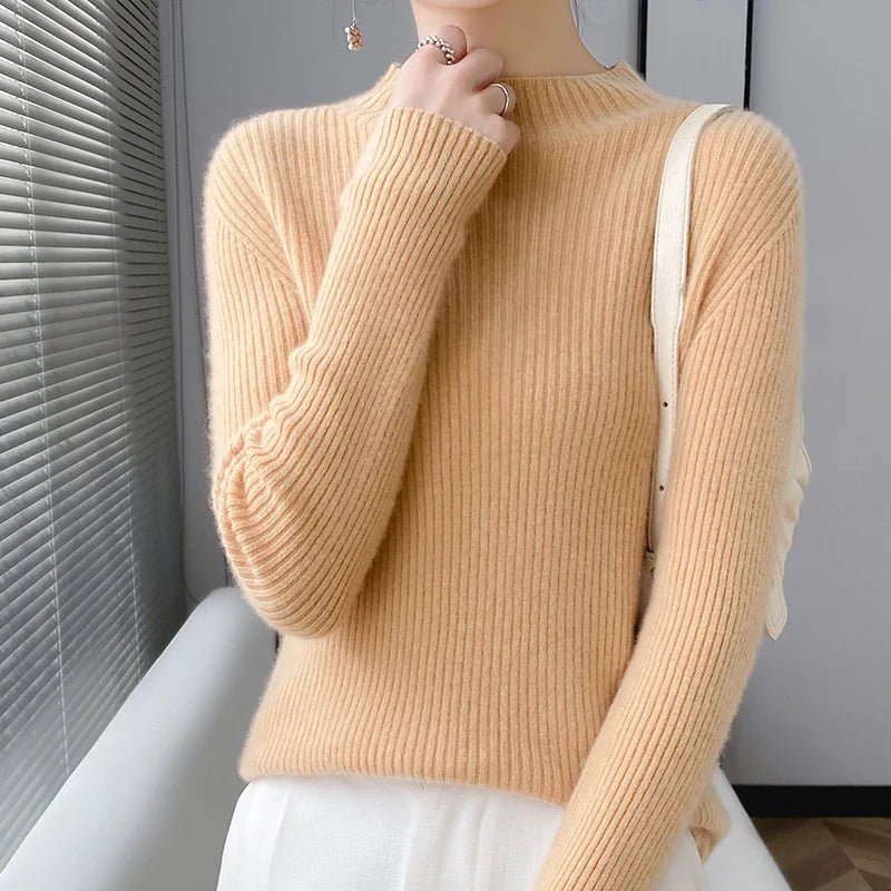 SaneShoppe-Luxury Merino Wool Striped Sweater: Autumn/Winter Collection
