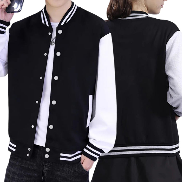 SaneShoppe - Black White Jacket Coats 5XL Loose Oversized Clothes Casual Men Women Baseball Clothes Couple Street Coat Warm Fleece Jackets
