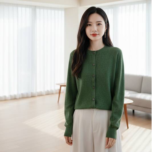 SaneShoppe-Cozy Merino Wool Knit Cardigan - Elegant Winter Sweater for Women
