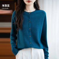 SaneShoppe-Cozy Merino Wool Knit Cardigan - Elegant Winter Sweater for Women