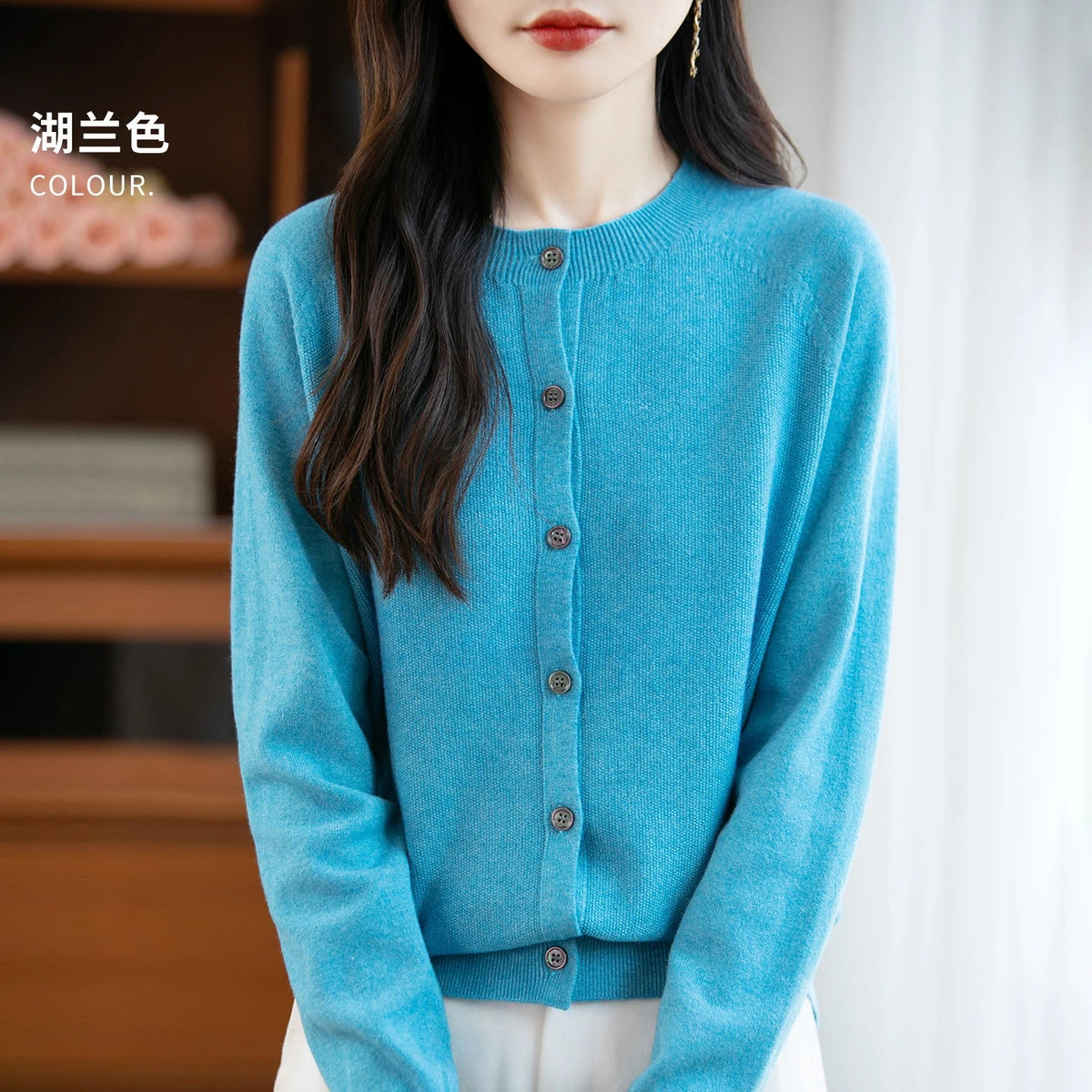 SaneShoppe-Cozy Merino Wool Knit Cardigan - Elegant Winter Sweater for Women