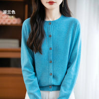 SaneShoppe-Cozy Merino Wool Knit Cardigan - Elegant Winter Sweater for Women