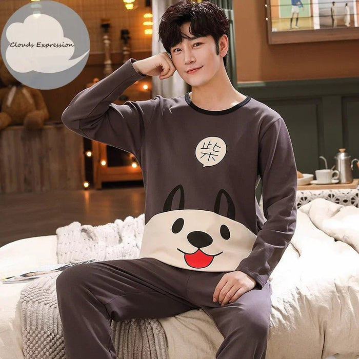 SaneShoppe Clouds Expression Men's Striped Cotton Pajama Set 4XL 5XL