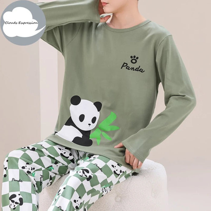 SaneShoppe - Clouds Expression Men's Striped Cotton Pajama Set 4XL 5XL