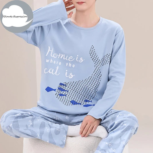 SaneShoppe Clouds Expression Men's Striped Cotton Pajama Set 4XL 5XL