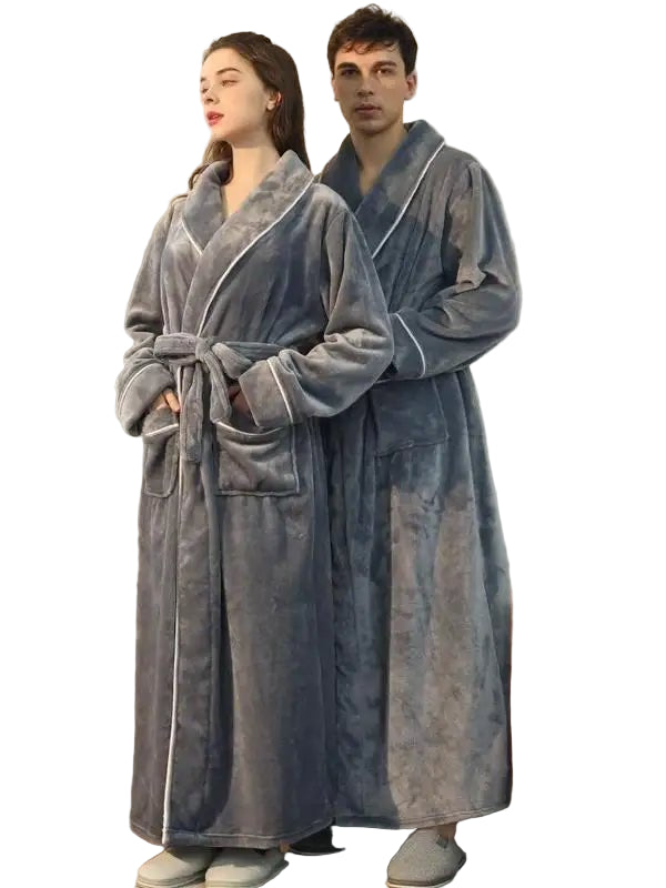 SaneShoppe - Coral Fleece Couples Robe: Men's Plus Size Winter Home Wear