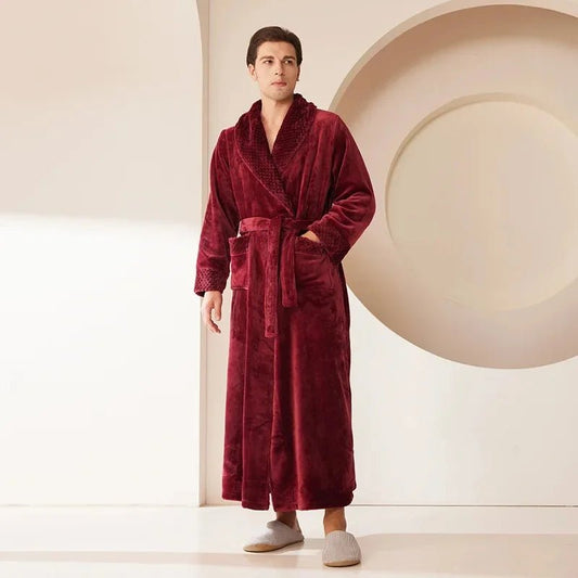 SaneShoppe - Coral Fleece Oversize Couple's Bathrobe - Autumn Winter Sleepwear