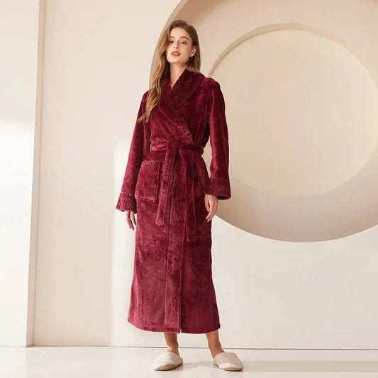SaneShoppe - Coral Fleece Oversize Couple's Bathrobe - Autumn Winter Sleepwear