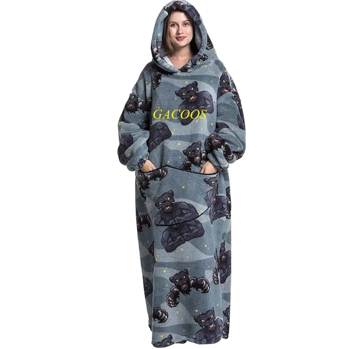 GACOOS Avocado Dinosaur Sherpa Hoodie Blanket Cozy Family Matching Set