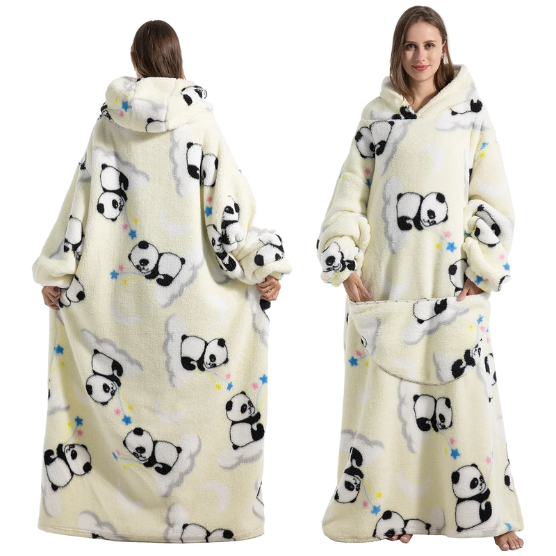 SaneShoppe - Avocado Dinosaur Sherpa Hoodie Blanket Cozy Family Matching Set