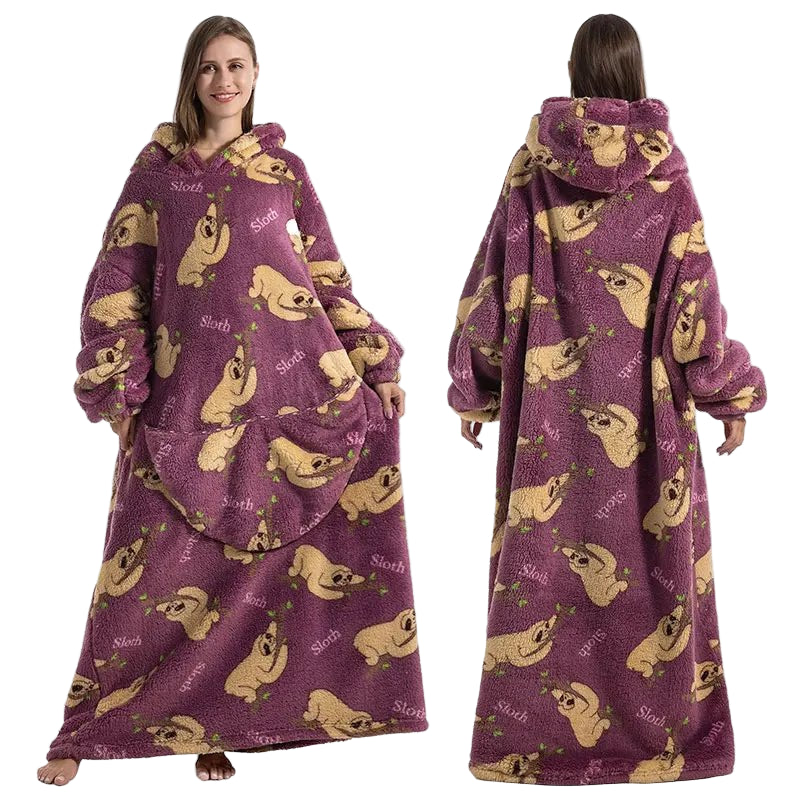 SaneShoppe - Avocado Dinosaur Sherpa Hoodie Blanket Cozy Family Matching Set