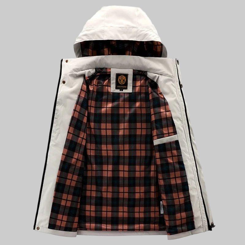 SaneShoppe - Fashion Men's Casual Windbreaker Jackets Hooded Jacket Man Waterproof Outdoor Soft Shell Winter Coat Clothing Warm Fleece Thick