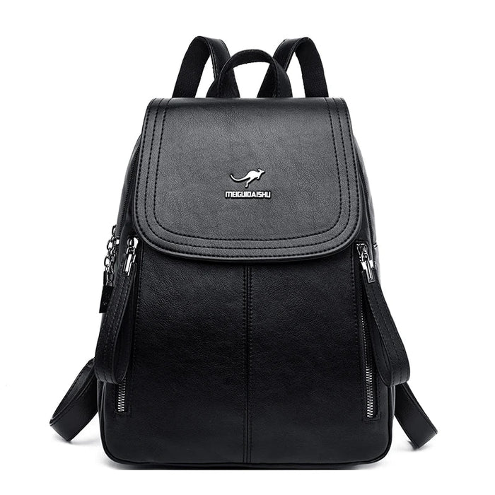 SaneShoppe - Fashion Zipper Backpack for Women Large Capacity Leather Shoulder Bag for Girls School Bag for Teenage Girls