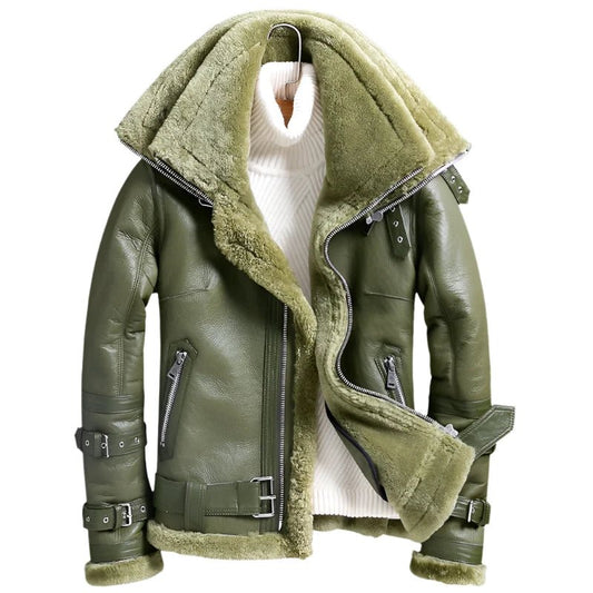 SaneShoppe - Genuine Sheepskin Jackets for Men and Women 2025 Winter Double Collar Coats with Real Fur