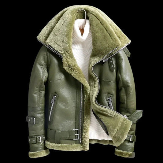 SaneShoppe - Genuine Sheepskin Jackets for Men and Women 2025 Winter Double Collar Coats with Real Fur