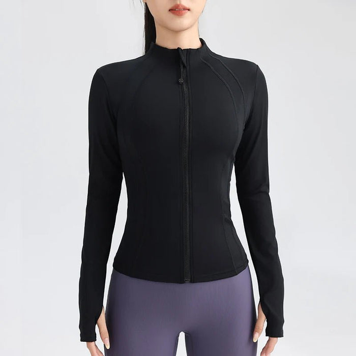 SaneShoppe - Gym Women's Full Zip Yoga Top With Thumbholes Running Jacket Sportswear