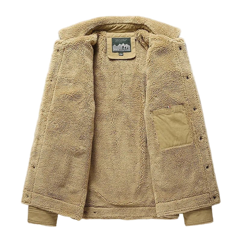 SaneShoppe - Men 2025 Winter New Fleece Thick Warm Jacket Men Fashion Casual Windproof Coat Men Autumn Outwear Outdoor Fur Collar Jacket Men