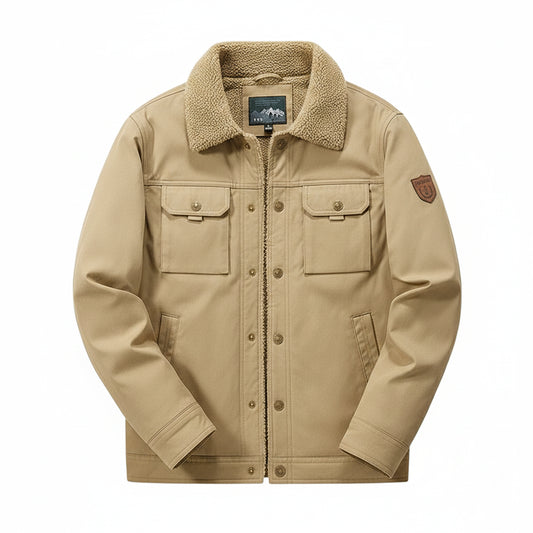 SaneShoppe - Veste chaude épaisse en polaire pour homme 2025, manteau casual coupe-vent tendance, veste d’extérieur automne avec col en fourrure