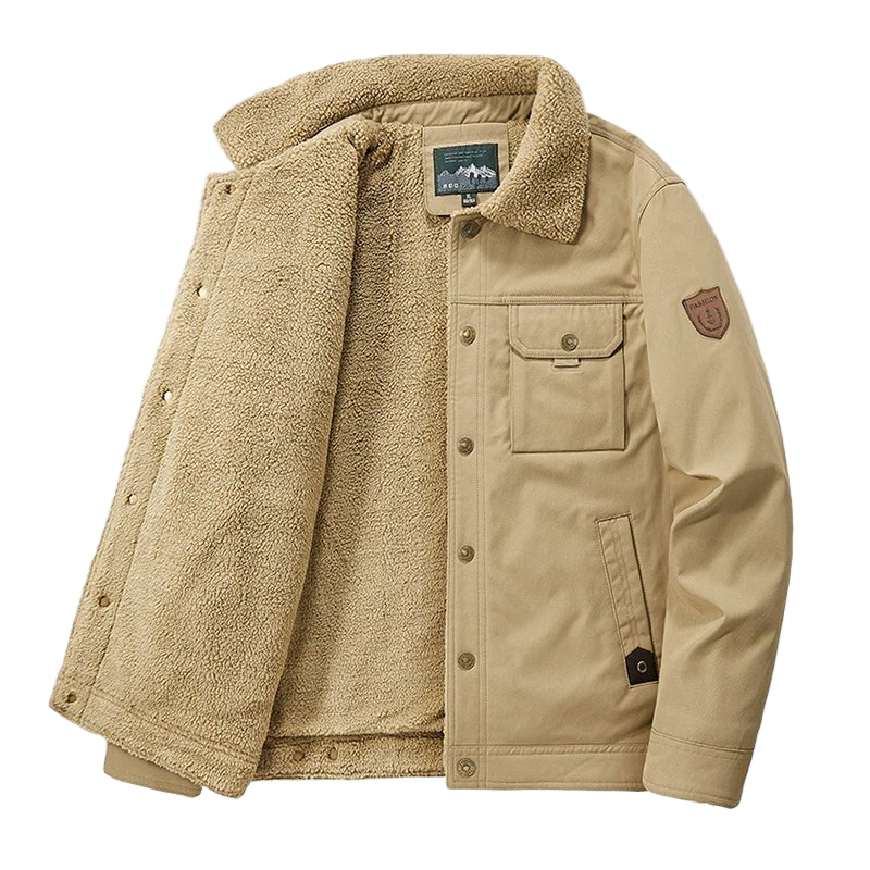 SaneShoppe - Men 2025 Winter New Fleece Thick Warm Jacket Men Fashion Casual Windproof Coat Men Autumn Outwear Outdoor Fur Collar Jacket Men