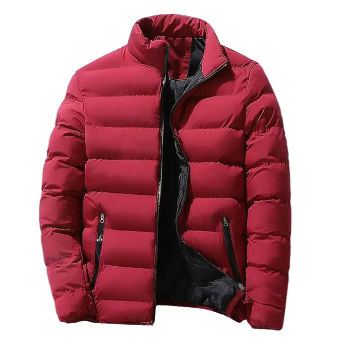 SaneShoppe - Men Winter Outerwear Windproof Padded Winter Coat for Men with Stand Collar Zipper Closure Thick Warm Resistant Jacket Men