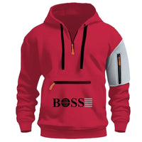 SaneShoppe Men's Casual Winter Sports Pullover Hoodie Jacket with Custom Logo Loose Fit Zipper Sweatshirts Luxury