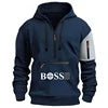 SaneShoppe - Men's Casual Winter Sports Pullover Hoodie Jacket with Custom Logo Loose Fit Zipper Sweatshirts Luxury