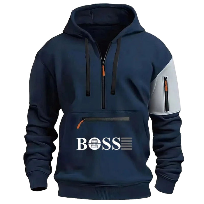 SaneShoppe - Men's Casual Winter Sports Pullover Hoodie Jacket with Custom Logo Loose Fit Zipper Sweatshirts Luxury