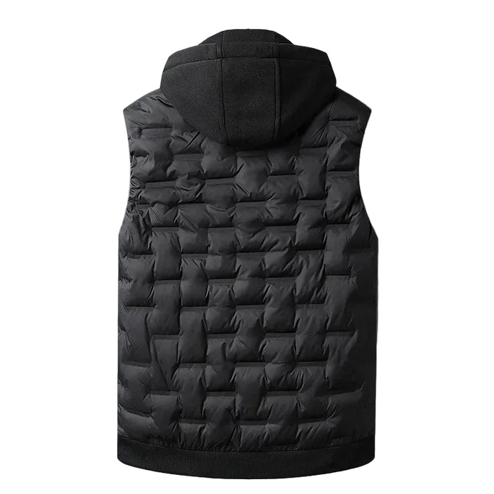 SaneShoppe - Men's Hooded Vests with Detachable Cap Windproof Warm Winter Vests for Men Solid Thicken Sleeveless Waistcoat Plus Size 8XL