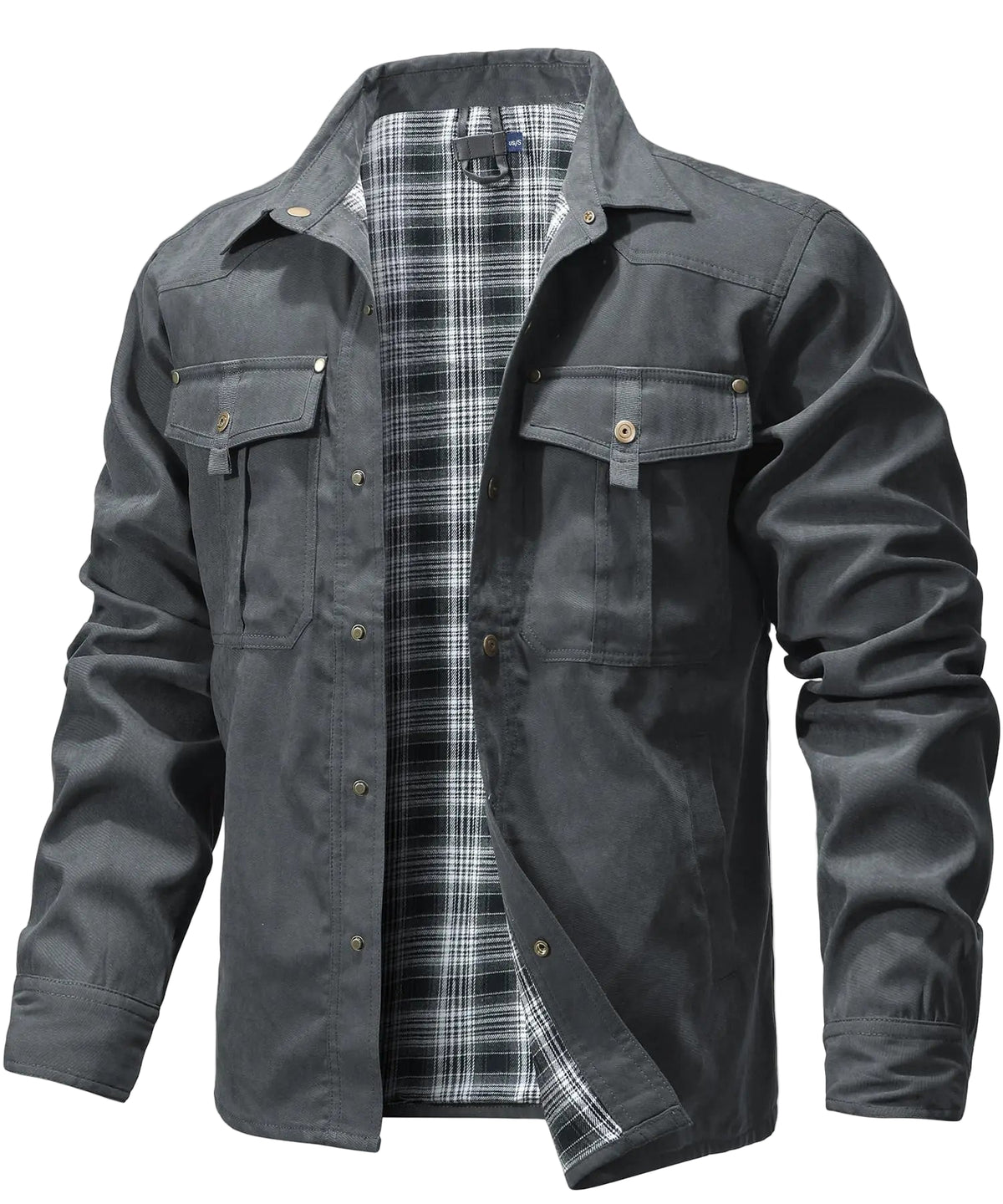 SaneShoppe - Men's Jackets Spring Flannel Lined Shirt Coat Shacket Casual Snap Button Overshirt Western Cowboy Style High Quality Top US Size