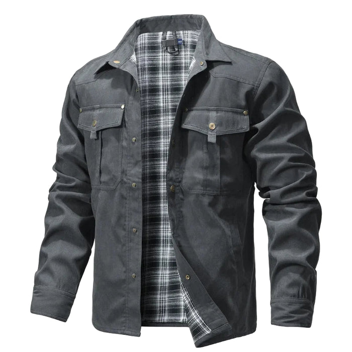 SaneShoppe - Men's Jackets Spring Flannel Lined Shirt Coat Shacket Casual Snap Button Overshirt Western Cowboy Style High Quality Top US Size