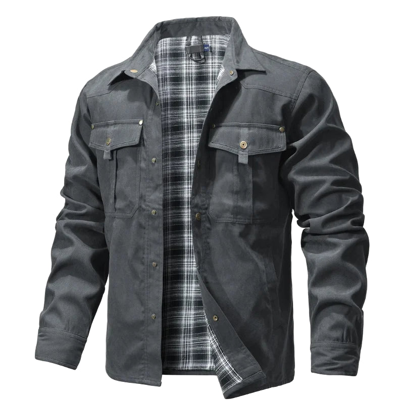 SaneShoppe - Men's Jackets Spring Flannel Lined Shirt Coat Shacket Casual Snap Button Overshirt Western Cowboy Style High Quality Top US Size