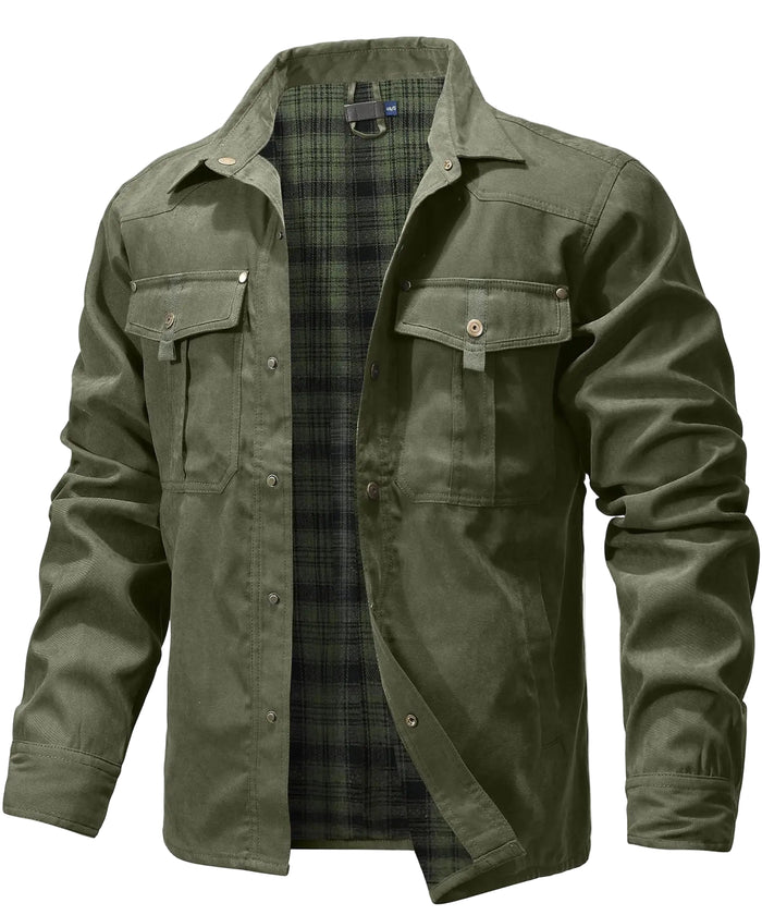 SaneShoppe Men's Jackets Spring Flannel Lined Shirt Coat Shacket Casual Snap Button Overshirt Western Cowboy Style High Quality Top US Size Men's Jackets Spring Flannel Lined Shirt Coat Shacket Casual Snap Button Overshirt Western Cowboy Style High Quality Top US Size