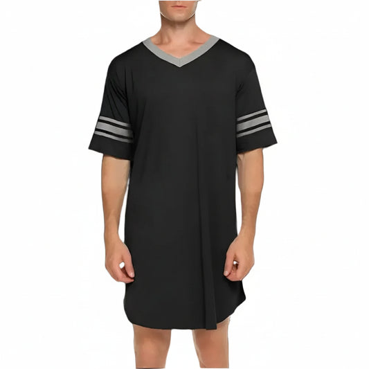 SaneShoppe - Men's Loungewear: Summer T-shirt, Striped Sleep Dress, Bathrobe.