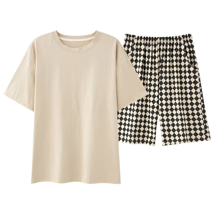 SaneShoppe Men's Summer Faux Cotton Pyjama Set | Short Sleeve & Shorts