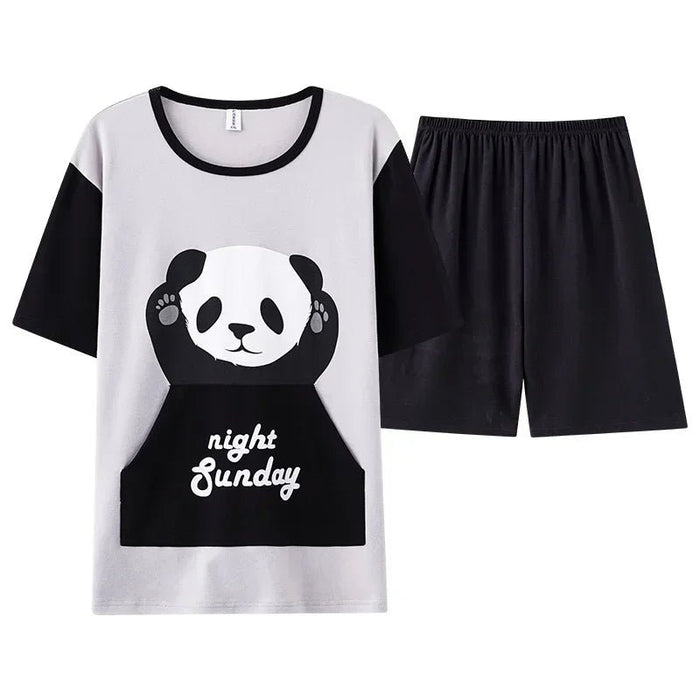 SaneShoppe - Men's Summer O - neck Pajama Set with Kawaii Dog Printing