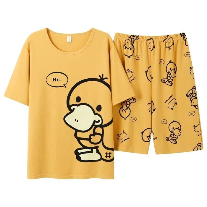 SaneShoppe Men's Summer O - neck Pajama Set with Kawaii Dog Printing Men's Summer O - neck Pajama Set with Kawaii Dog Printing