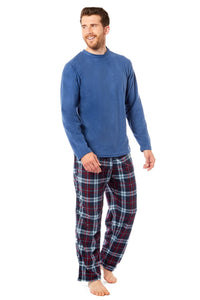 SaneShoppe Men's Thermal Fleece Pyjama Set with Stylish Check Pants Soft Warm Loungewear PJs for Winter Perfect for Sleeping and Lounging Men's Thermal Fleece Pyjama Set with Stylish Check Pants Soft Warm Loungewear PJs for Winter Perfect for Sleeping and Lounging