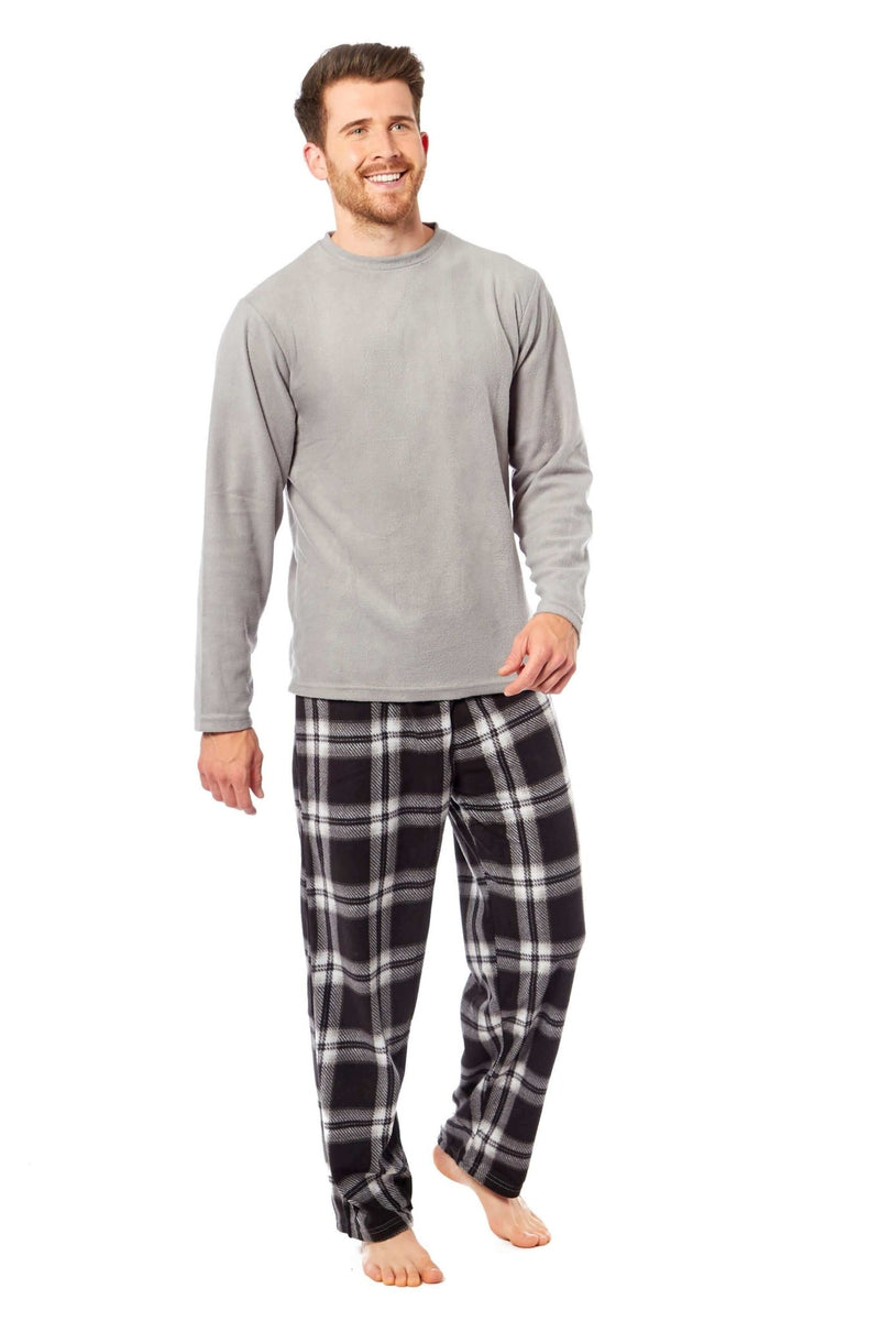 SaneShoppe Men's Thermal Fleece Pyjama Set with Stylish Check Pants Soft Warm Loungewear PJs for Winter Perfect for Sleeping and Lounging Men's Thermal Fleece Pyjama Set with Stylish Check Pants Soft Warm Loungewear PJs for Winter Perfect for Sleeping and Lounging