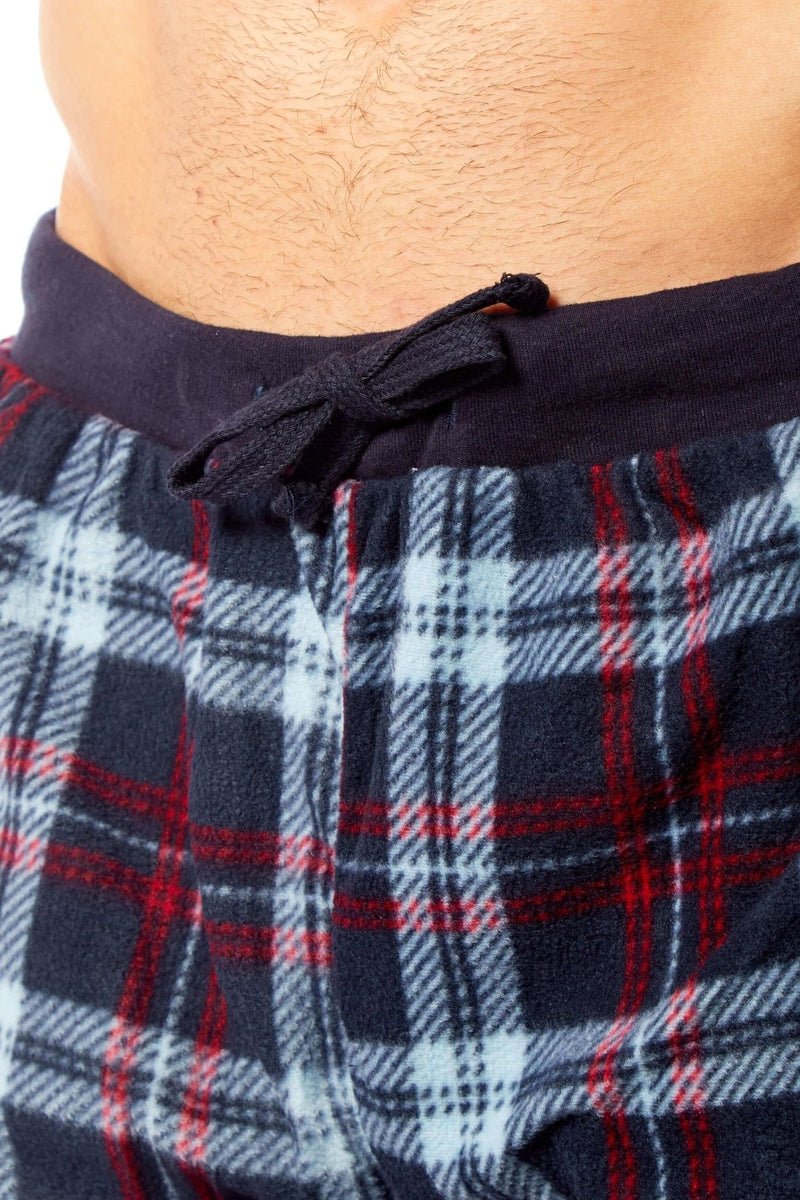 SaneShoppe - Men's Thermal Fleece Pyjama Set with Stylish Check Pants Soft Warm Loungewear PJs for Winter Perfect for Sleeping and Lounging