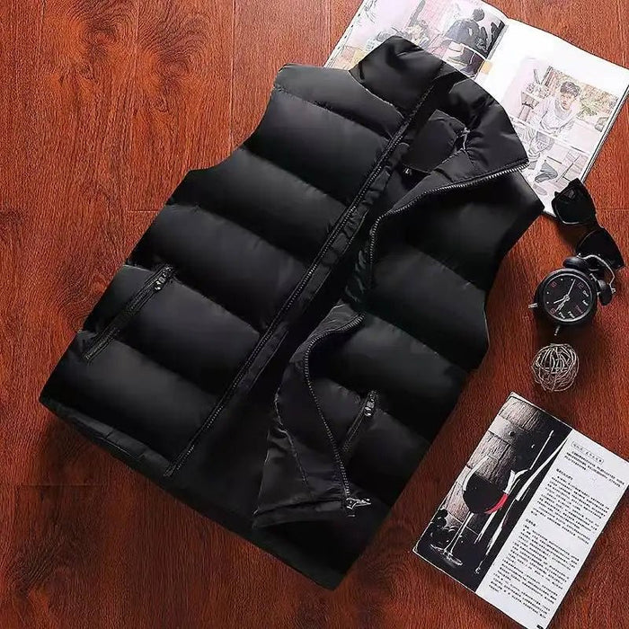 SaneShoppe - Mens Vest Jacket Warm Sleeveless Jackets Winter Waterproof Zipper Coat Autumn Stand - up Collar Casual Waistcoat Brand Clothing