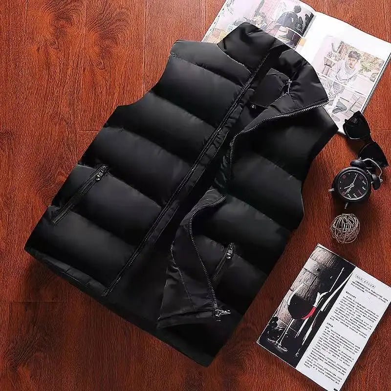 SaneShoppe - Mens Vest Jacket Warm Sleeveless Jackets Winter Waterproof Zipper Coat Autumn Stand - up Collar Casual Waistcoat Brand Clothing